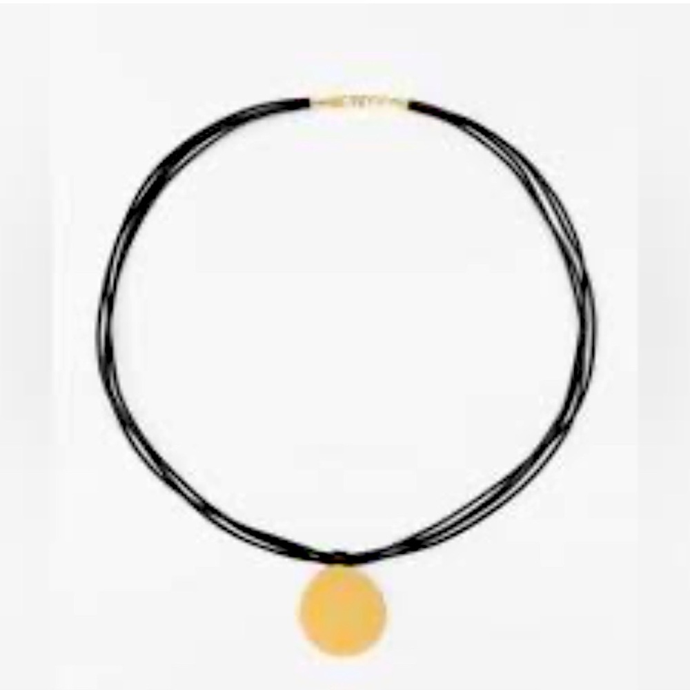 ZARA Statement Piece Black Leather and Gold Pendant Necklace. Its on Fire🔥🔥🔥